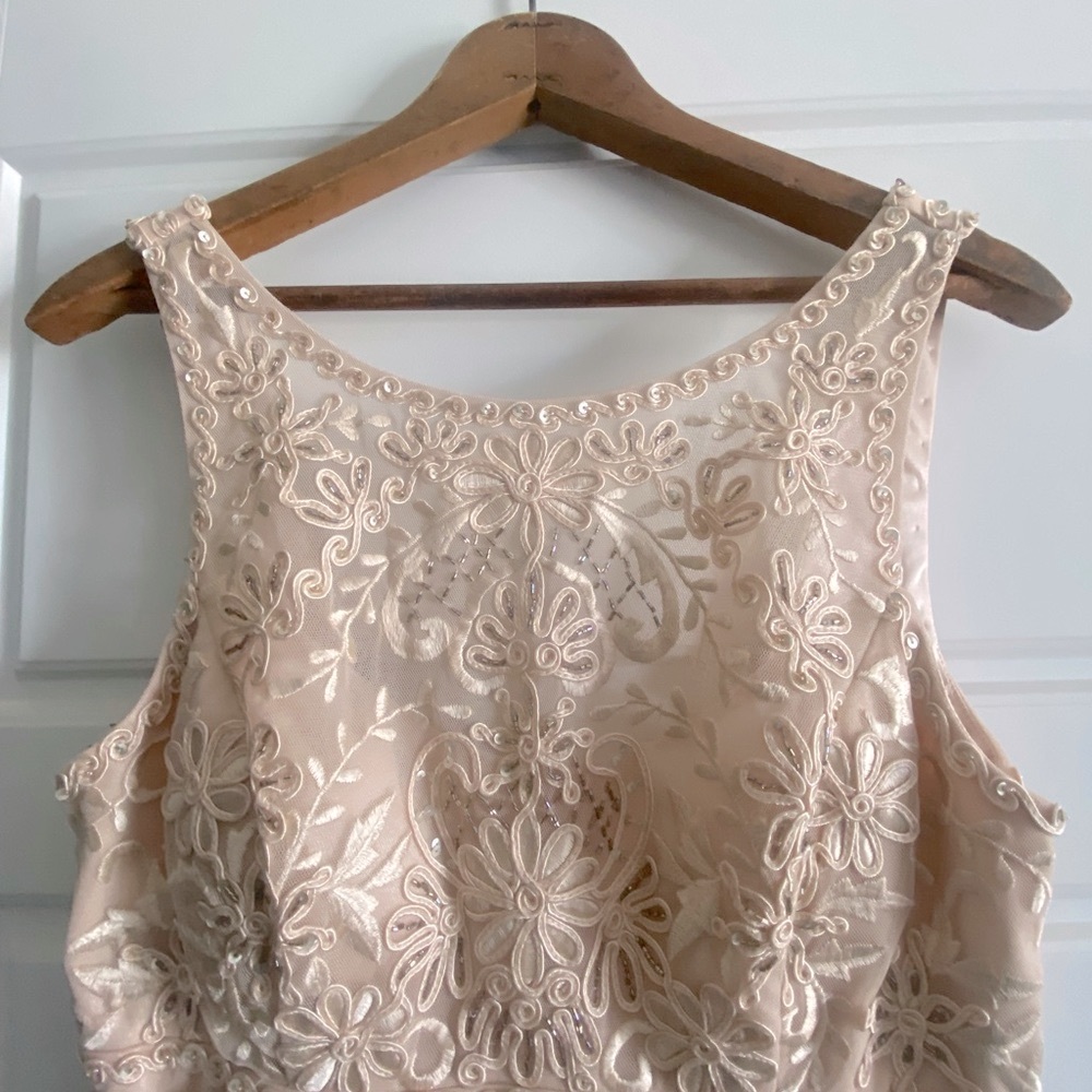 Sue Wong Nocturne Peach champagne cream beaded dress Sz 10 NWT New- Style N2200